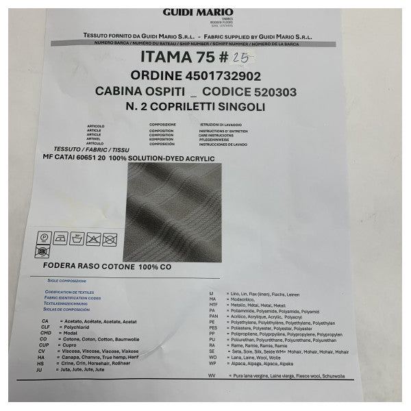 セーラーキャビン用キルト P50 板間75用 -マリンキャビンやボートのための耐久性のあるノーティカルベッドカバーセット