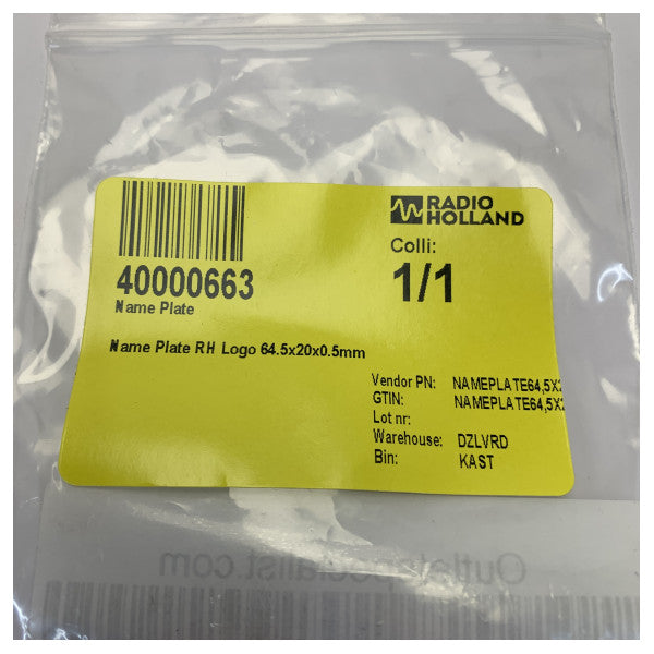 Adesivo Logo Radio Holland - 64.5 x 20x0.5 mm 