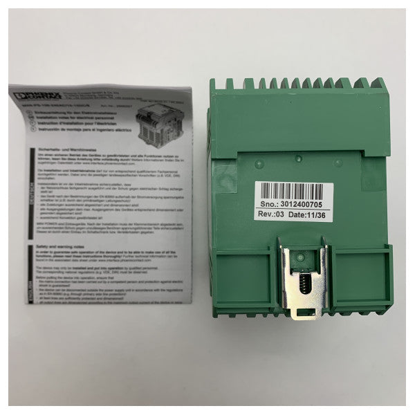 Phoenix Contactin merivirtalähde 10-15V DC, 8A, jossa on kestävä DIN-kiskokiinnitys teollisuus- ja merenkulkusovelluksiin