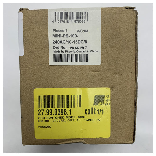 Phoenix Contactin merivirtalähde 10-15V DC, 8A, jossa on kestävä DIN-kiskokiinnitys teollisuus- ja merenkulkusovelluksiin