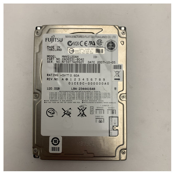 Вътрешен твърд диск Fujitsu 120GB Устойчиво на удари съхранение за морска и индустриална употреба - MHV2120AH