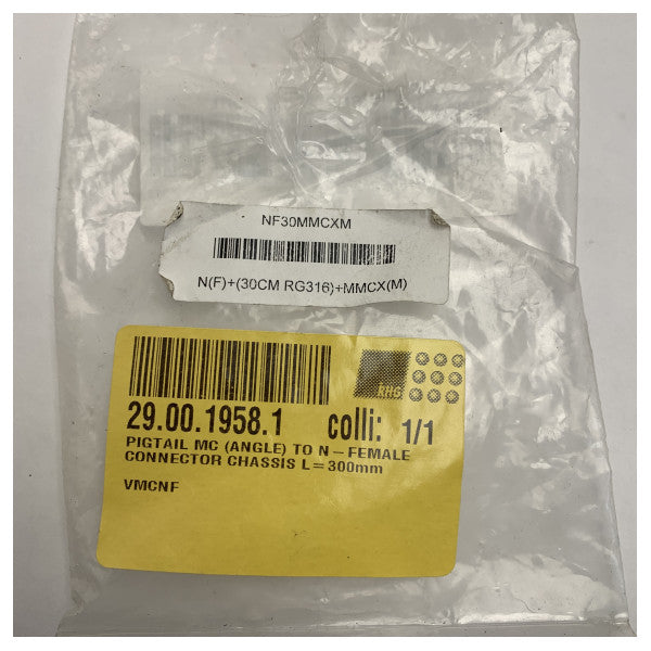 Marine RF Pigtail Cable 30cm N Female sa MMCX Male Angled RG316 għall-użu ta' Antenna 