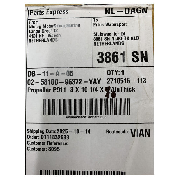 Suzuki 10-1/4 x 10 Aluminium Black Coated Marine Propeller - 58100-96372-YAY 