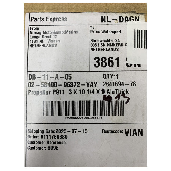 Elica in alluminio Suzuki 10-1/4 x 13 a 3 pale - 58100-96372-YAY 