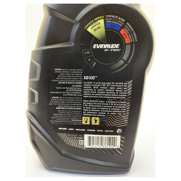 Evinrude XD100 Marine Engine Oil - Synthetic Outboard Engine Oil - 1L