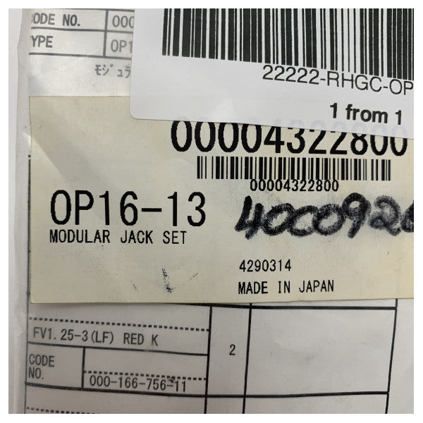 Furuno Deniz Sınıfı OP16-13 Modüler Jack Seti 3m Kablo ile - 000-0432-28-00 