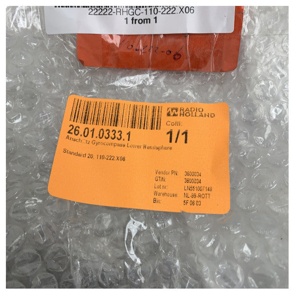 Raytheon Anschutz Gyrokompass Nedre Halvklode Erstatning 110-222.X06 