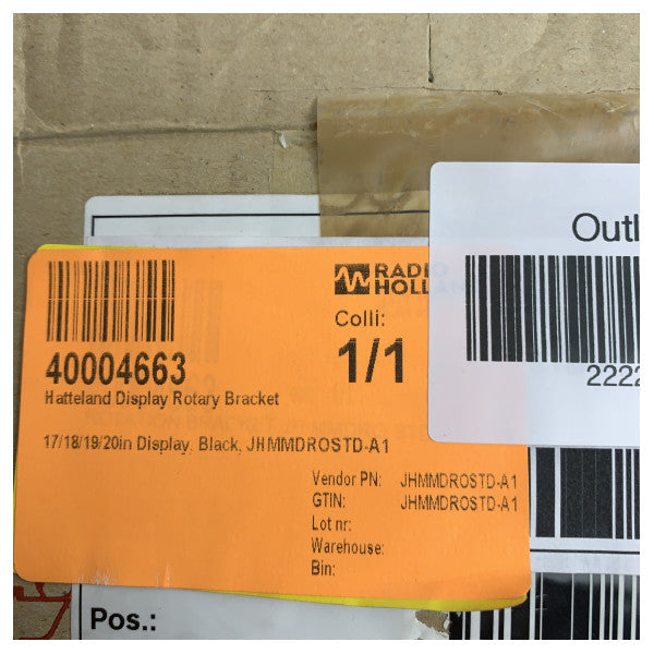 Support rotatif Hatteland Display pour montage marin pour écrans de 17 à 20 pouces - JHMMDROSTD-A1 