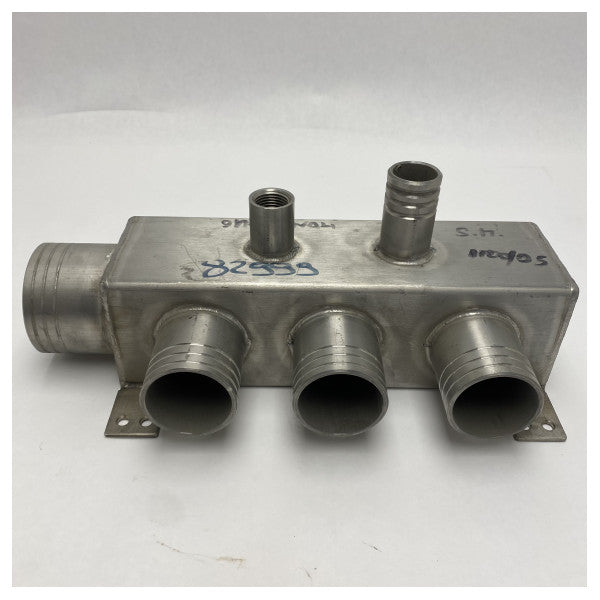 Marine Stainless Steel Cooling Water Distribution Manifold for Engine Room - Corrosion Resistant with Four Outlets