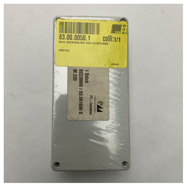 Polykarbonatkabinet i marinekvalitet 160x80x55mm - vandtæt, UV-bestandigt hus til elektroniske komponenter