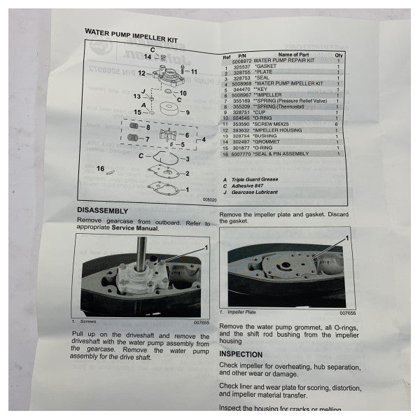 مجموعة مضخة الماء Evinrude Johnson 5008972 لمحرك خارجي 