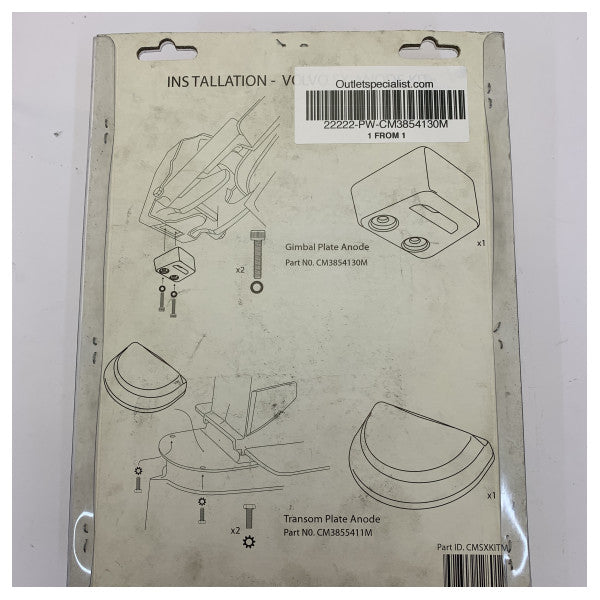 Kit d'anode en magnésium Martyr CM3854130M pour Volvo Penta 