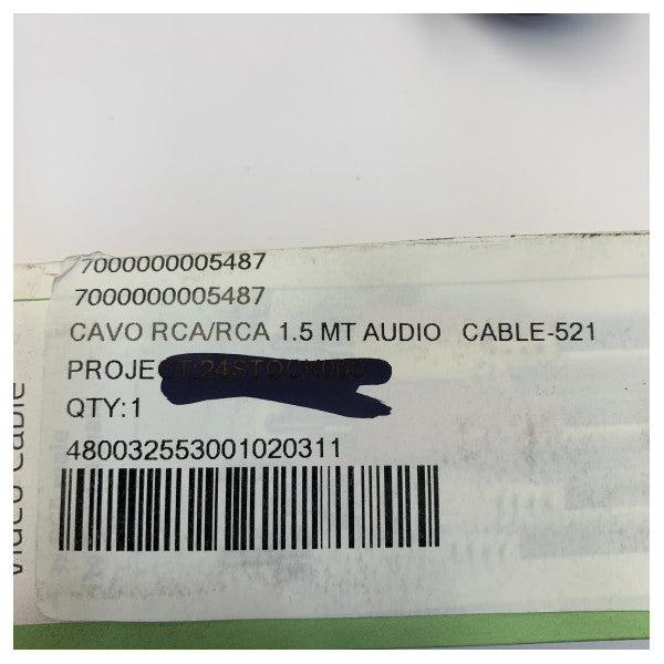 RCA till RCA Ljud/Video Kabel - 1,5m - Underhållningssystem 