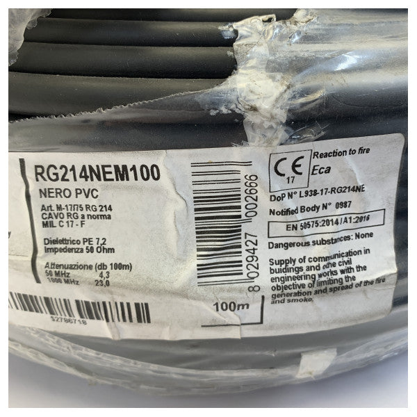 RG 214/U Coax Cable 50 Ohm - Marine SAT Electronics - RG214NEM100 