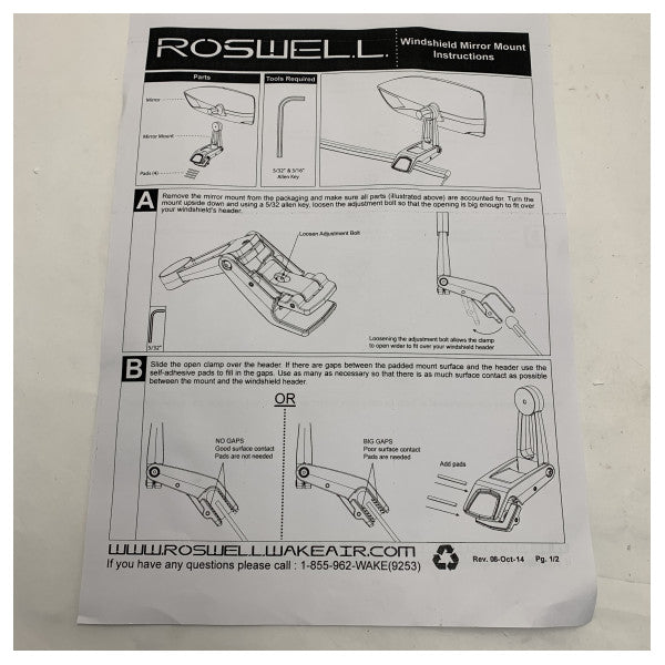 Roswell C910-0061 Supporto per Specchio Parabrezza Marittimo Durevole Combo 