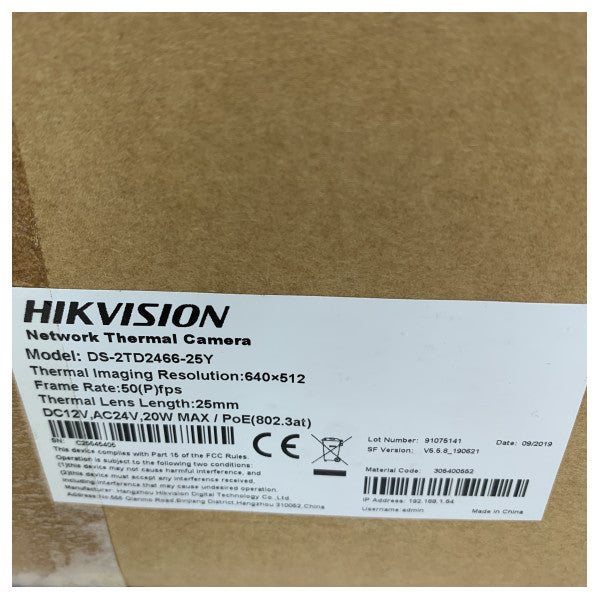 Hikvision DS-2TD2466-25Y Thermal Camera Explosion Proof Security 640 x 512