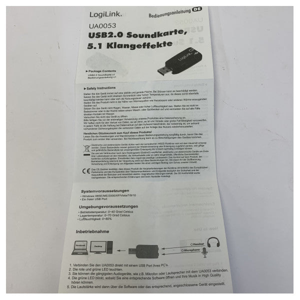 LogiLink UA0053 USB 2.0 ekstern lydkort - 5.1 lydadapter til marin PC 