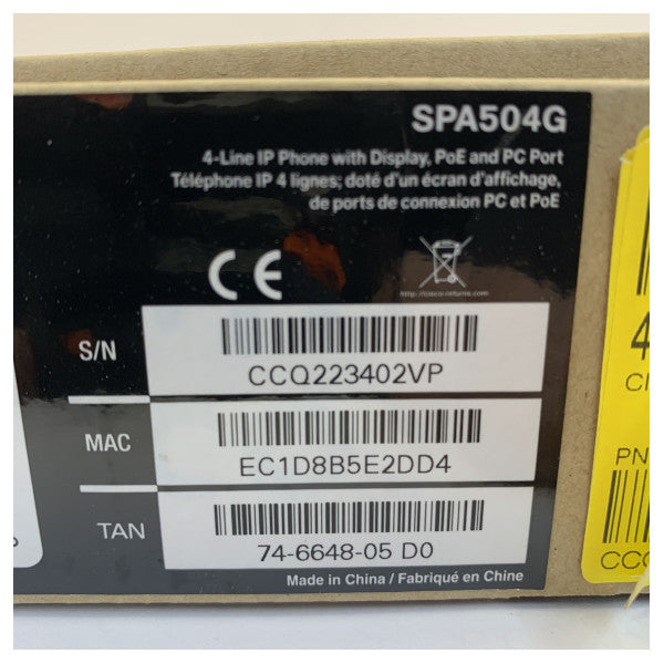 Cisco SPA504G IP-Telefon 4-Leitungen PoE VoIP Telefon Verkabelt 