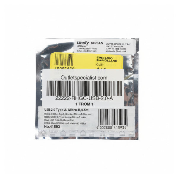 Lindy USB 2.0 Cable Type-A to Micro-B - 0.5M 