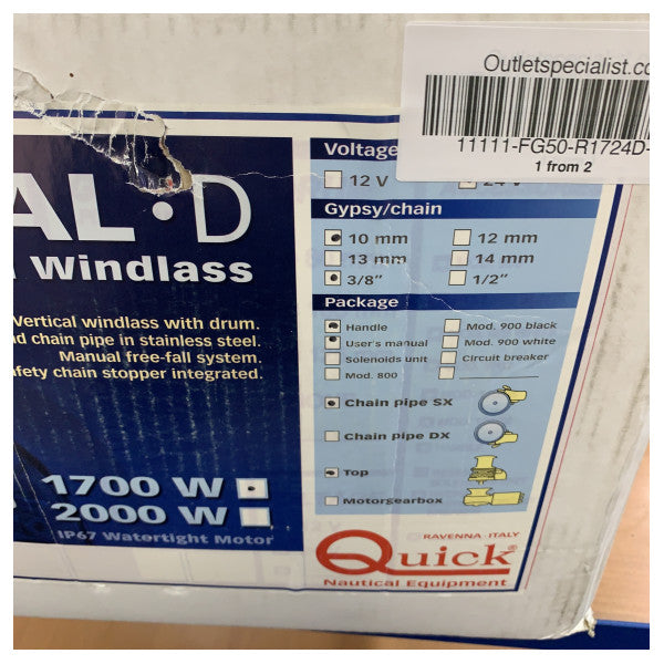 Rask Regal elektrisk ankerløsser 1700W 24V 10 mm kjede med kapstan - 1700 X/Y D 