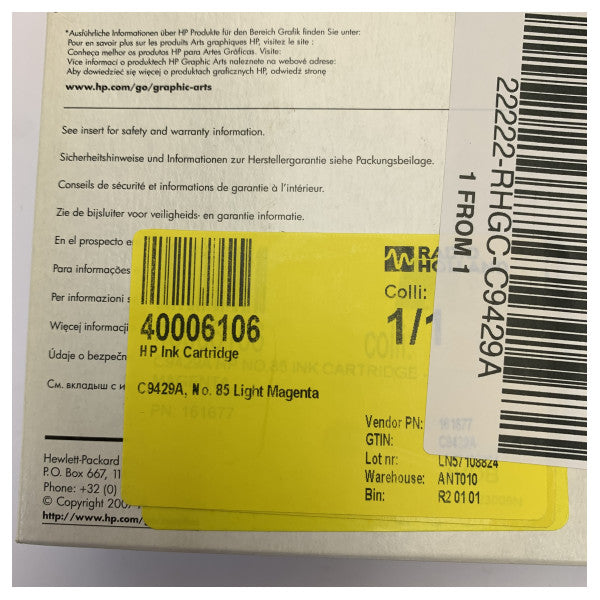 HP 85 blekkpatron lys magenta C9429A - Original 