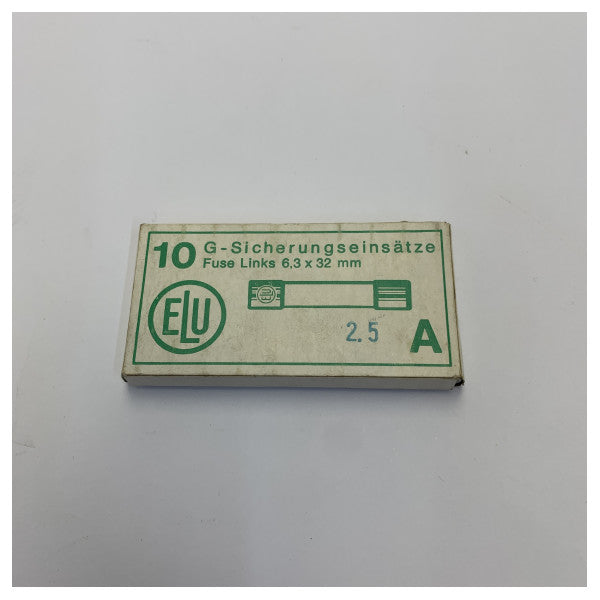 ELU Glass Fuse 6x30mm 2.5A treg sikring - Marine elektrisk sikring 