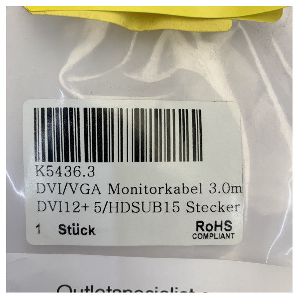 Cavo display marino DVI-I a VGA - 3 m - K5436.3 