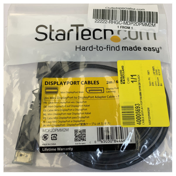 StarTech Mini DisplayPort до DisplayPort кабель 2 м - чорний - MDP2DPMM2M 