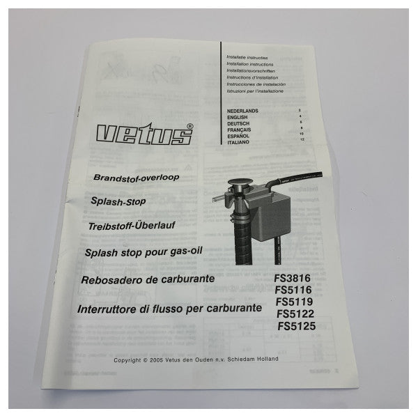 Vetus FS5116 Protezione contro le fuoriuscite di carburante No-Spill D51/38 mm 