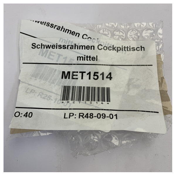 Hanse Cockpittisch aus Edelstahl, mittlerer Rahmen - Polierter Edelstahlfuß - MET1514 