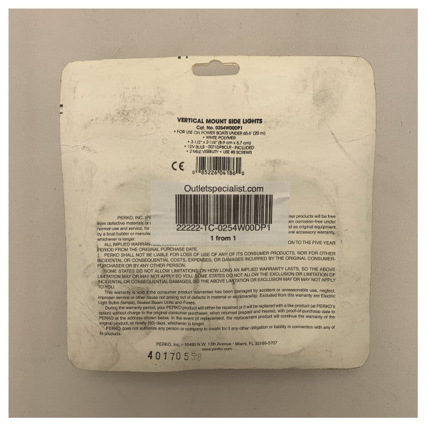 Κιτ φωτισμού πλοήγησης αριστερής και δεξιάς πλευράς Perko λευκό - 0254W00DP1