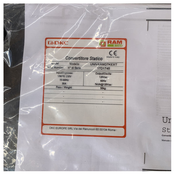DKC Spannungs- und Frequenz-Statikwandler 7 kVA 120 V 60 Hz 