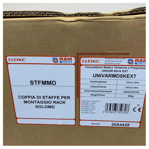 Conversor de Frequência DKC 120 a 230V 50Hz 5kVA 3.5kW - UNIVARMD5KEXT 