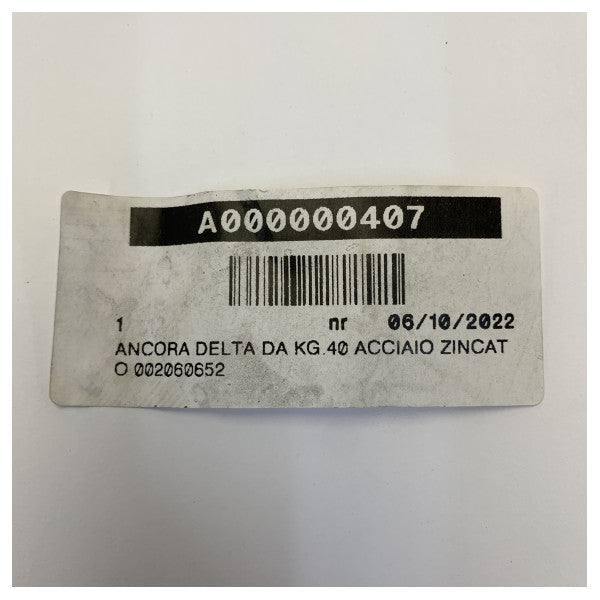Ancla Lewmar Delta 40KG - 88lbs de acero galvanizado para barcos de hasta 22M - 57440 