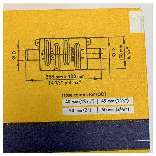 Vetus MP50 Exhaust Silencer for 50/51 mm Exhaust Hose 
