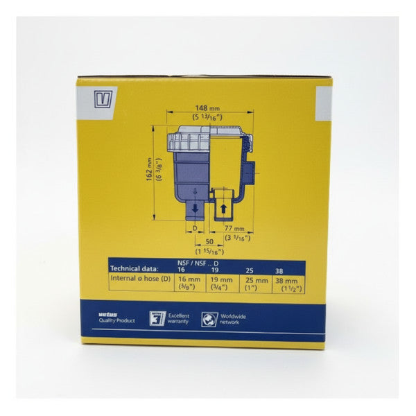 Vetus NSF25 Филтър без мирис за черен резервоар 25 мм маркуч 