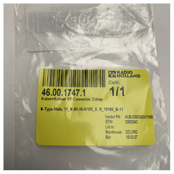 RF Huber Suhn N-Typ-Stecker, männlich, 11 mm Crimp 