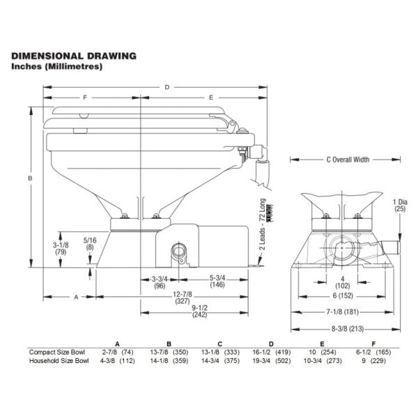 Jabsco Tyst Flush Elektrisk Toalett med Magnetventil 24v - 37045-1094 
