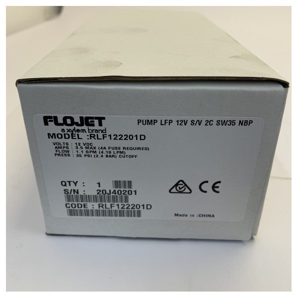 Flojet RLF122201D Marine Fresh Water Pump 12V - Self Priming - 3.8L/m 2.5 Bar 