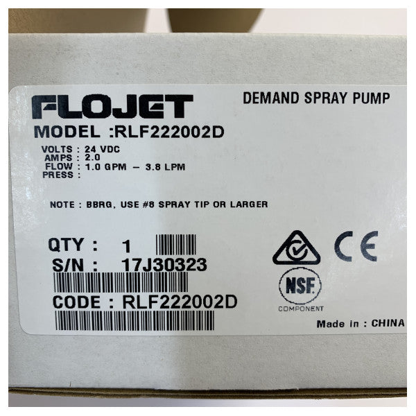 Flojet RLF222002D Water Pump Self-Priming Diaphragm 24V 3.8L/m 24V 