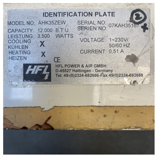 HFL AHK35ZWE 12000 BTU Marine Air Handler ohne CPU