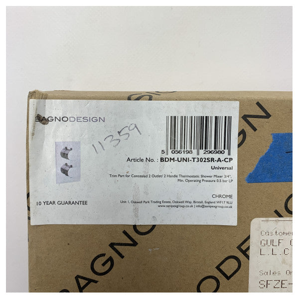 BagNodesign Part Universal Trim Part para ducha Termostática BDM-UNI-T302SR-A-CP