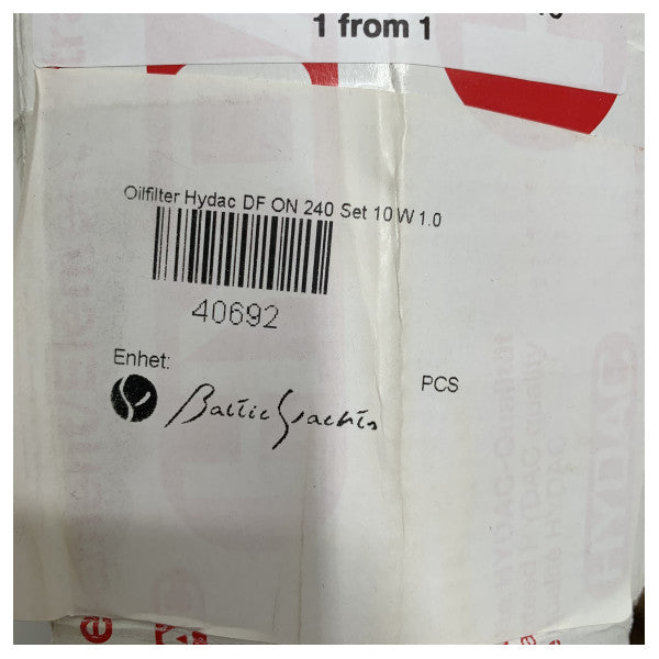 Hydac DF ON 240 Oljefilteruppsättning 10 W 1.0