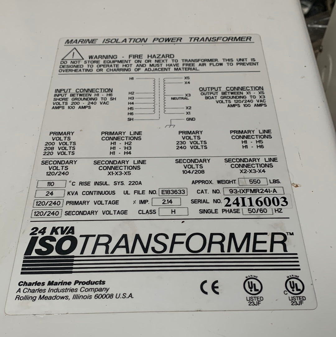 Charles 24 KVA | 100 AMP Isotransformator Isolation Transformator - 93 --XFMR24I - A