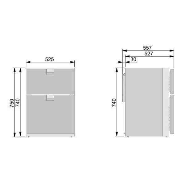 Frigonautica FC4 2-szufladowa lodówka podblatowa ze stali nierdzewnej 130L 12/24V