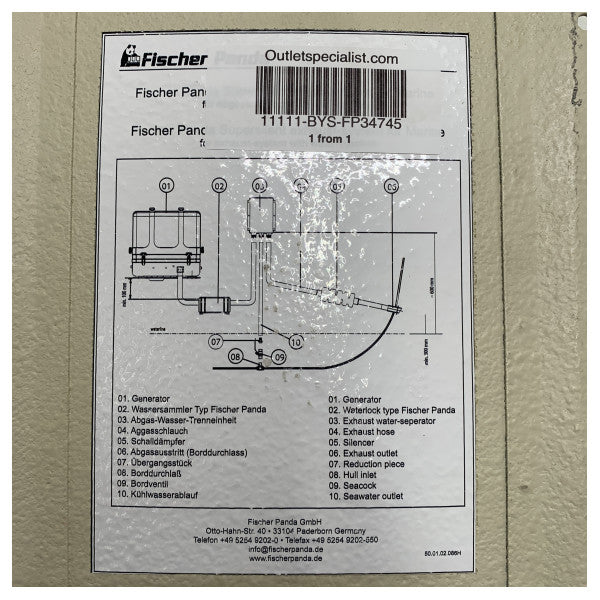 Separador de agua de escape Fisher Panda 40 - 30 - 40 - FP34745