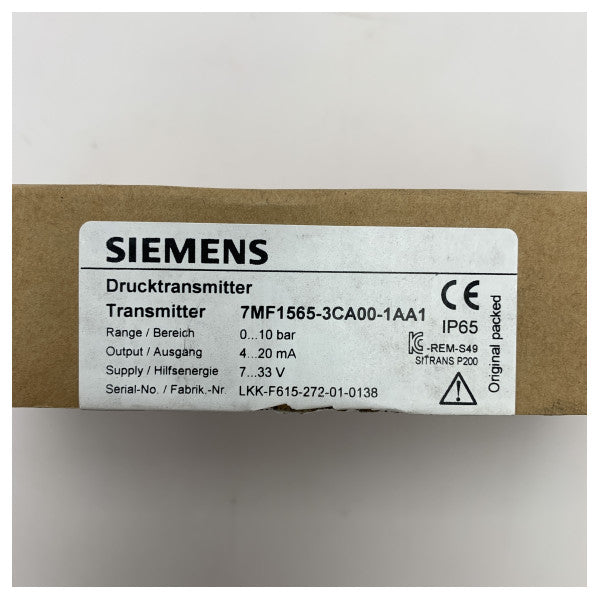 Siemens 0-10 Bar Sensor de presión-7MF1565-3CA00-1AA1