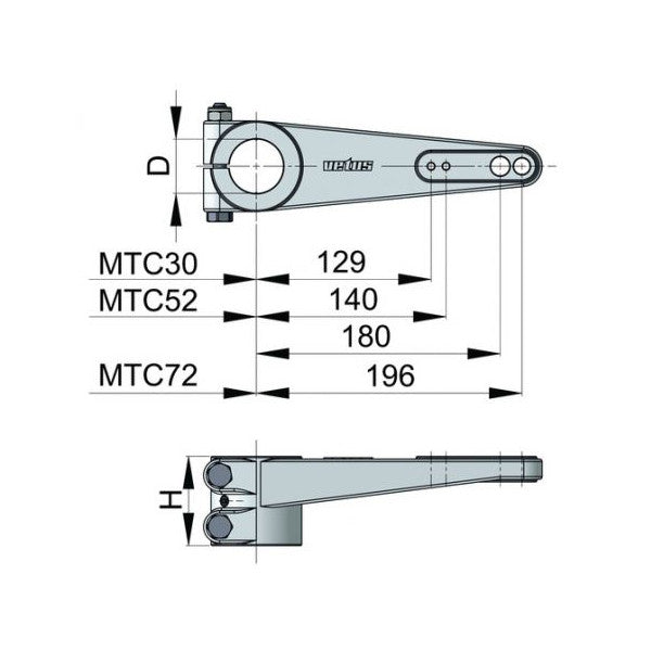 Gebrauchter Vetus Aluminium -Ruderarm für 30 mm Welle - Helm30