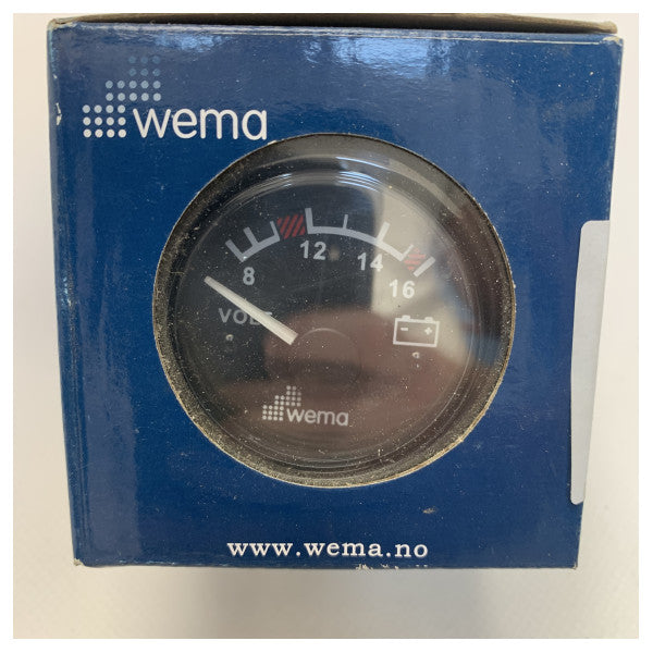 Pantalla de medidor de voltio de batería WEMA 0-16V Negro - 110330