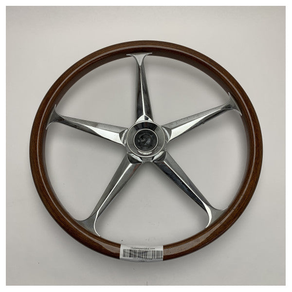 عجلة قيادة بحرية مستعملة من الفولاذ المقاوم للصدأ Vetus MAH550 مستعملة، مصنوعة من الفولاذ المقاوم للصدأ البحري مع خشب الماهوجني D550 مم